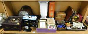Bygones, collectables, etc., to include an oak Napoleon hat mantel clock, eight day movement...