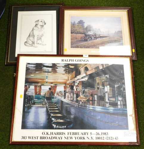 An Ralph Goings, O.K. Harris February 5 - 26. 1983 poster, together with study of a Labrador,...