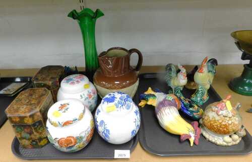 Decorative china and effects, to include two stoneware Harvest pattern jugs, ginger jars and...