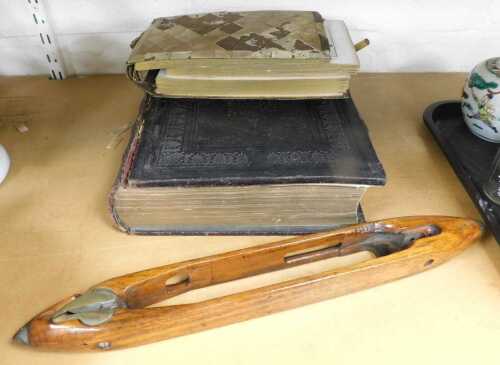 A leather bound Bunyan's Choice Works, together with a mother of pearl inlaid photograph album,...