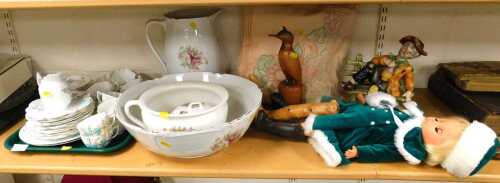 A Wade Devon pattern part wash set, to include wash jug and bowl, and chamber pot, a Victorian...