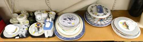 A Royal Doulton Pastoral pattern part tea service, together with blue and white meat plates,...