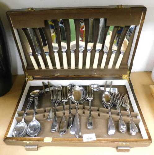 A mixed canteen of cutlery, containing Fiddle pattern, Old English pattern, and other cutlery,...