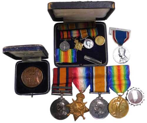 A Boer War/World War I group of four medals, named to Pte/Cpl S Parker, Lincolnshire Regiment,...