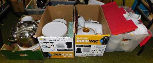 V - Part dinnerwares, to include Thomas Germany and others, a metal stockpot, loose flatware, etc....