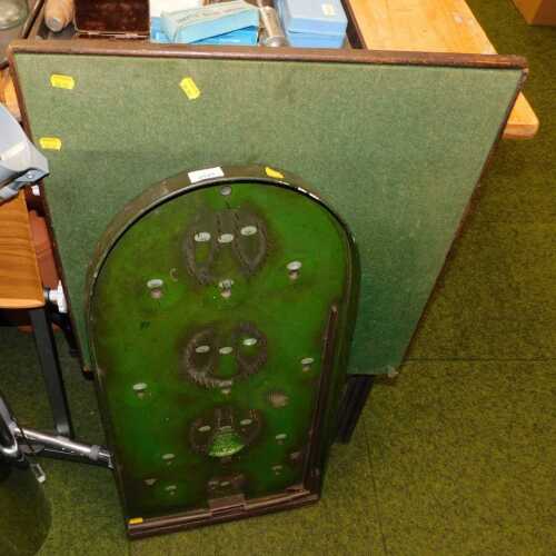 A Corinthian bagatelle board, together with a folding card table.