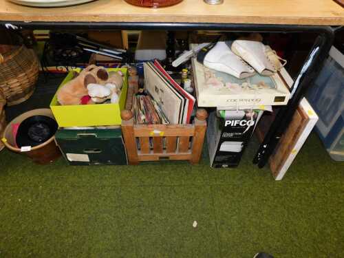 General household effects, to include convection heater, ice skates, LP records and singles,...