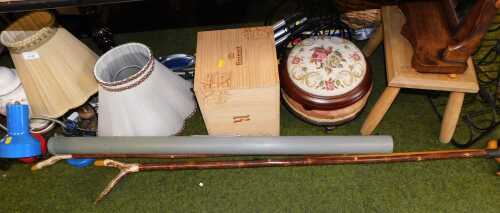 General household effects, to include table lamps, footstools, further stools, swing frame...