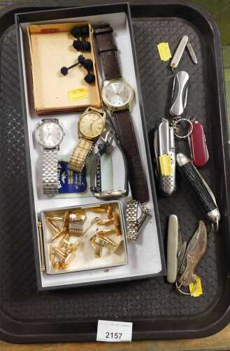 Pocket knives, together with cufflinks, lady's and gentleman's wristwatches, brands to include...