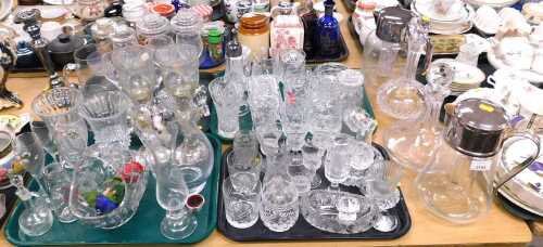 Crystal and glass, to include a Waterford crystal sugar sifter and clock, a Royal Brierley...