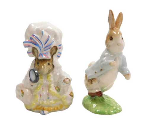 A Beswick Beatrix Potter figure modelled as Lady Mouse, from Tailor of Gloucester, and another...