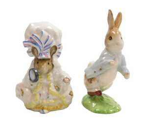 A Beswick Beatrix Potter figure modelled as Lady Mouse, from Tailor of Gloucester, and another...