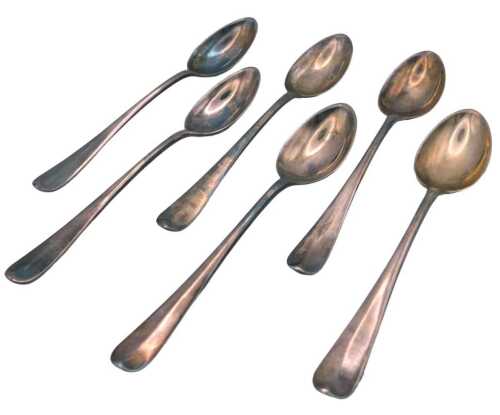 A set of six George V silver Rattail coffee spoons, cased, Birmingham 1914, 2.36oz.