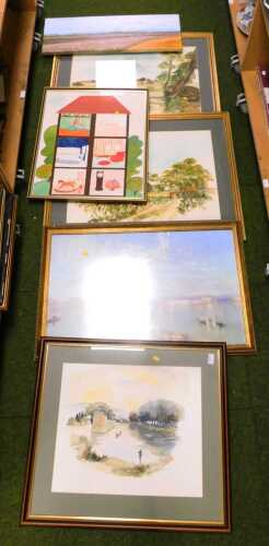 L. Solman. Suffolk, signed watercolour, with another similar, 50cm high, 71cm wide, after J.M.W....