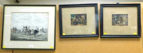 Two 19thC Baxter prints, depicting an interior scene with figures reading letters, 11cm x 15cm,...