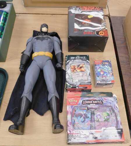Pokemon cards, to include Stellar Crown, League Battle, X Battle, together with a TM&DC Comics...