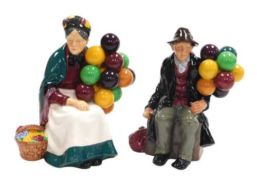 A Royal Doulton figure modelled as The Old Balloon Seller HN1315, and another modelled as The...