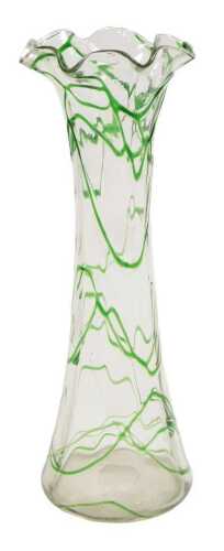 An early 20thC Art Nouveau green trailed glass vase, possibly Stuart & Sons, of slender outswept...