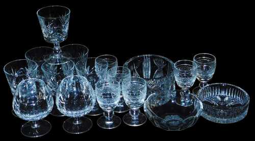 A group of Waterford crystal, including brandy balloons, and wine glasses, glass dishes, etc. (a...