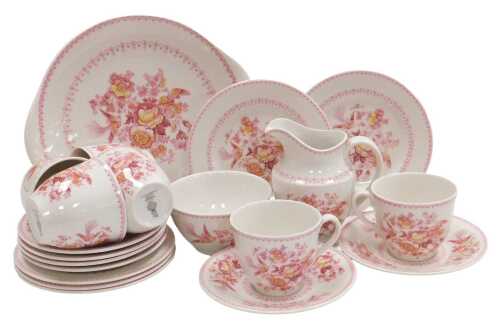 A Royal Doulton porcelain Phoenix pattern part tea service, comprising bread plate, cream jug...