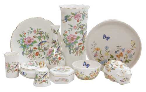 A group of Aynsley porcelain Pembroke pattern wares, including a fluted vase, and a dressing...