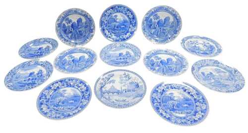 A set of thirteen Spode Blue Room Collection Traditions series plates, comprising Rome, Gothic...