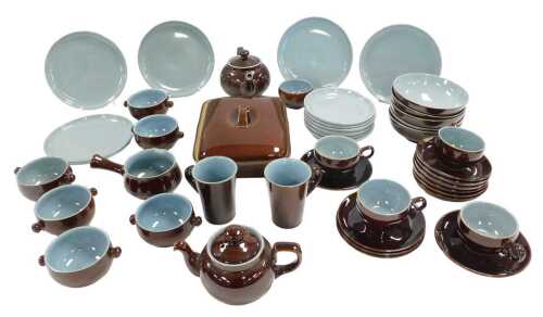 A Denby two tone part dinner and tea service, including a tureen and cover, two graduated...