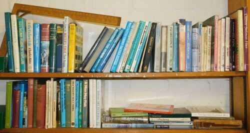 Books on fishing, fly fishing, and flies, including Moore (TC Kingsmill), A Man May Fish, Falkus...