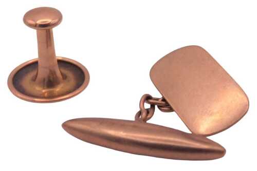 A 9ct gold oval chain link cufflink, 2.3g, and a shirt stud, stamped "Torl" 9ct, 1.2g.