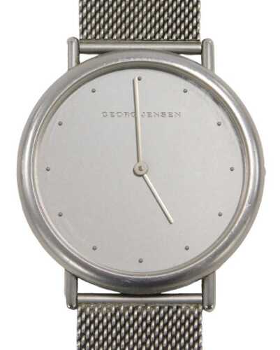 A Georg Jensen wristwatch, designed by Thorup & Bonderup, design number 347, with a metallic...