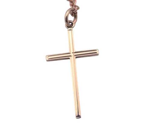 A 9ct gold pendant cross, on a belcher link neck chain, with a bolt ring clasp, 2.2g.