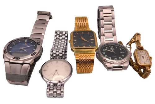 A Sackville lady's gold plated cased wristwatch, the canted rectangular silvered dial bearing...