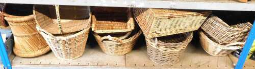 A group of wicker baskets, hamper boxes, bins, etc. (a quantity)