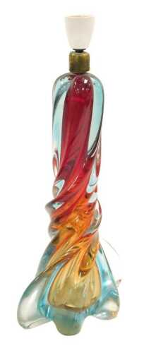 A Murano Sommerso twisted glass table lamp, 37cm high.