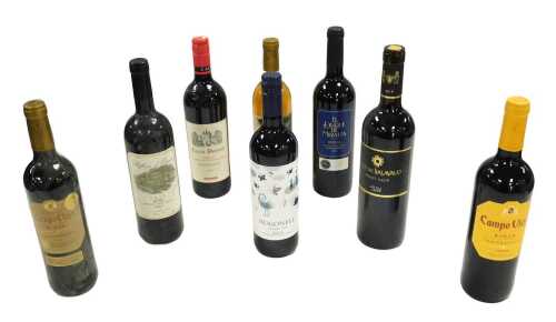 Eight bottles of wine, including Campo Viejo Rioja, Hugonell Creanza Rioja 2020, Clos de...