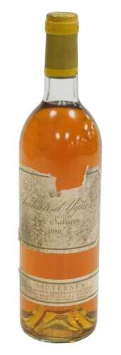A bottle of Chateau d'Yquem Sur-Saluces Sauternes 1980.