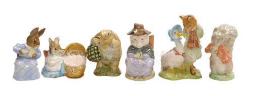 Six Royal Albert Beatrix Potter figures, modelled as Hunca Munca, This Pig Had None, Jemina...