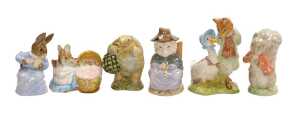Six Royal Albert Beatrix Potter figures, modelled as Hunca Munca, This Pig Had None, Jemina...