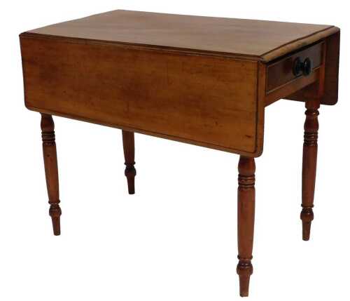 A 19thC mahogany Pembroke table, the rectangular top with a moulded edge, above a frieze drawer,...