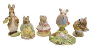 Six Royal Albert Beatrix Potter figures, comprising Benjamin Ate a Lettuce Leaf, Samuel Whiskers,...