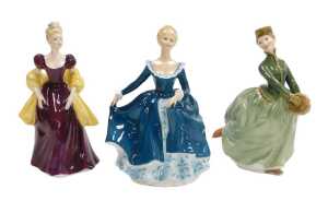 Three Royal Doulton figures, modelled as Grace HN2378, Loretta HN2337, and Janine HN2461.
