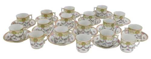 A late 19thC Continental porcelain part coffee service, decorated in the Chinese export style...