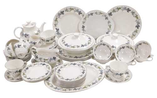 A Royal Doulton porcelain Burgundy pattern part tea and dinner service, including a pair of...