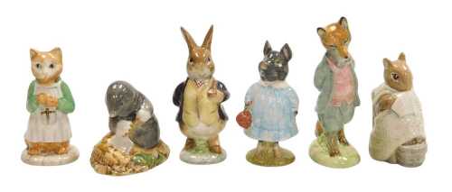 Six Beswick Beatrix Potter figures, comprising Foxy Whiskered Gentleman, Mr Benjamin Bunny,...
