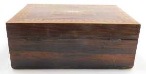 A Victorian rosewood and inlaid workbox, with a mother of pearl escutcheon, 12cm high, 30cm wide,... - 3