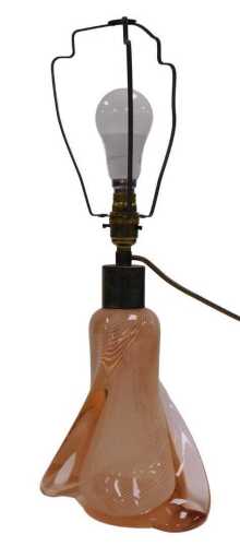 A Murano style Art Glass table lamp, in orange with white spiral decoration, 52.5cm high overall...