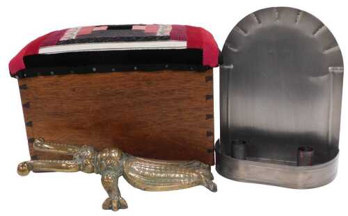 A modern Continental pewter wall light, a brass boot jack in the form of an insect, and a...