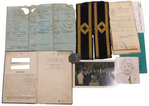 A group of Merchant Navy records, for 3rd Engineer Stanley Gregory, comprising a pair of...