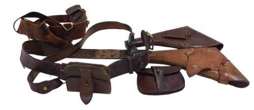 Two leather gun holsters, one stamped Heath Machin & Company, Walsall 1917, together with Sam...