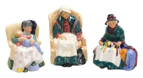 Three Royal Doulton figures, modelled as Forty Winks HN1974, Sweet Dreams HN2380, and Silks and...